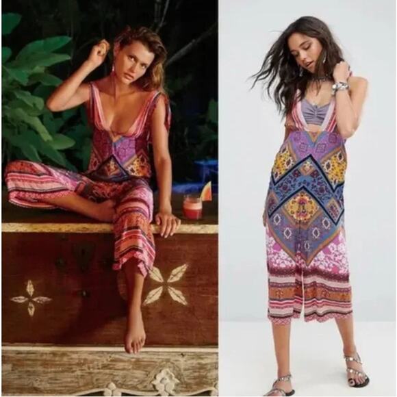 Free People Maritzah Floral Print Jumpsuit In Multi Pink Womens Size 6 - Picture 13 of 13